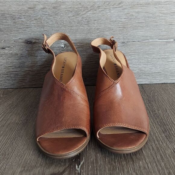 NEW LUCKY BRAND Ovrandie PeepToe Slingback Heels Size 8.5 - Picture 2 of 9